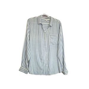 Beach Lunch Lounge Womens Large Striped Long Sleeve Coastal Grandma Beachwear.